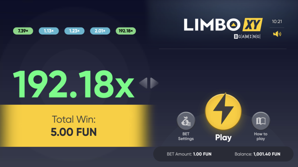LIMBO XY crash game screen