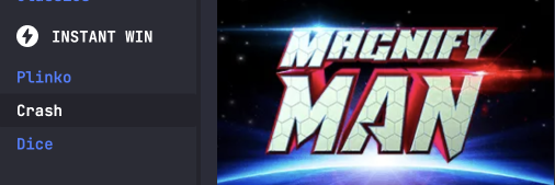 Magnify Man Crash Games-menyen
