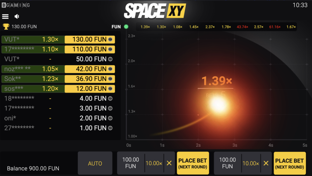 SPACE XY Crash Screen - Brace for the exhilarating moment as the rocket's multiplier escalates, offering the chance to win big! Exercise your wagering strategy and cash out at the perfect time in this action-packed crypto crash game. ðð¥
