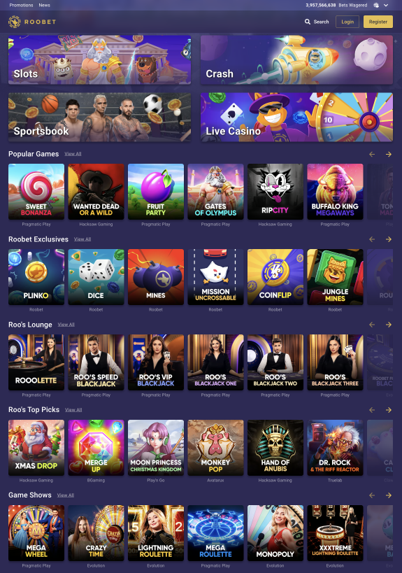 Roobet Casino Variety of Games