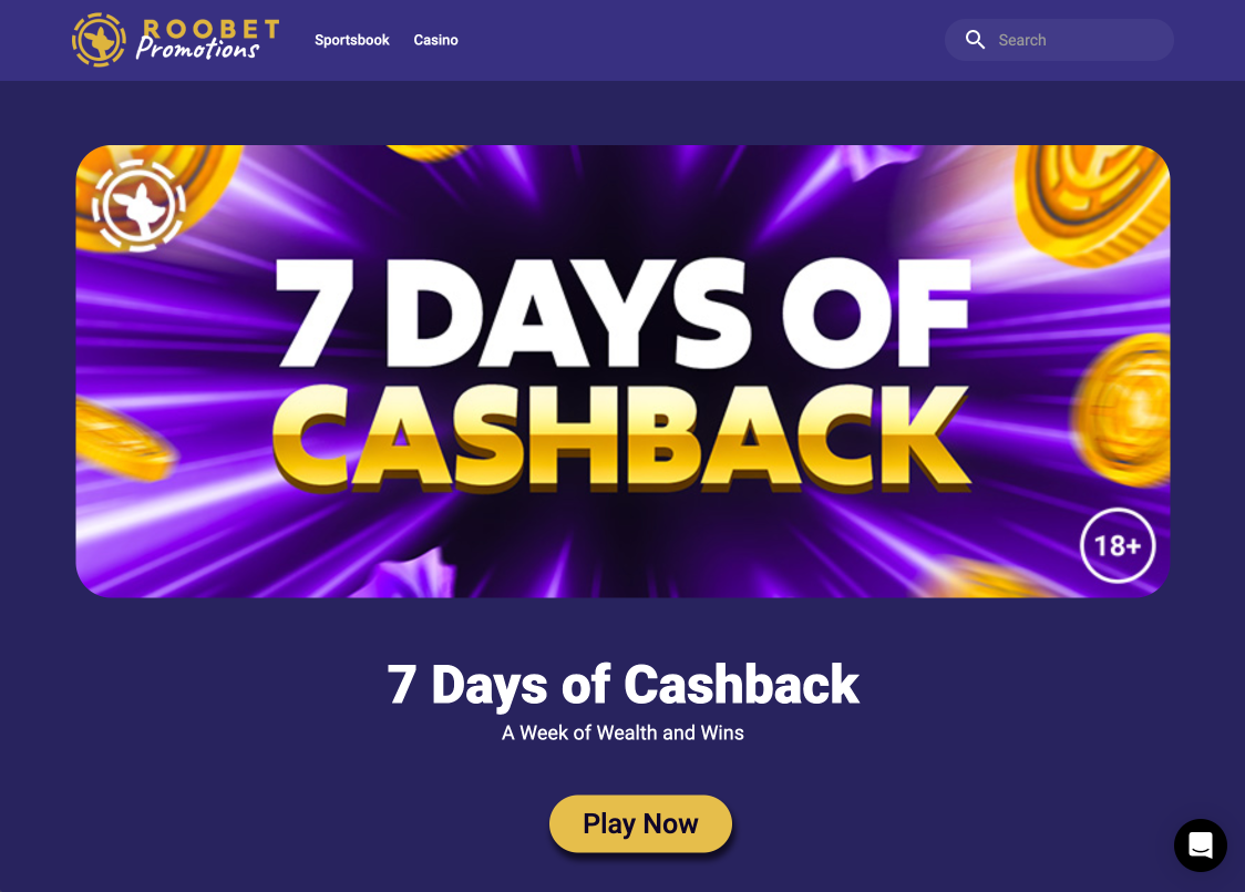 Roobet promo 7 days cashback